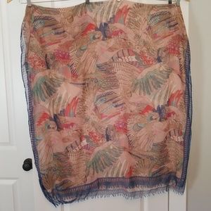 Large rectangular parrot print scarf/wrap